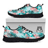 Tropical Floral Pink And Teal Print Pattern Black Sneaker-grizzshop