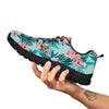 Tropical Floral Pink And Teal Print Pattern Black Sneaker-grizzshop