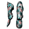 Tropical Floral Pink And Teal Print Pattern Muay Thai Shin Guards-grizzshop