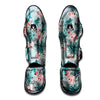 Tropical Floral Pink And Teal Print Pattern Muay Thai Shin Guards-grizzshop