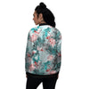 Tropical Floral Pink And Teal Print Pattern Women's Bomber Jacket-grizzshop