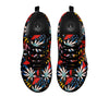 Tropical Floral Retro Hawaiian Print Pattern Black Sneaker-grizzshop