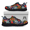 Tropical Floral Retro Hawaiian Print Pattern Black Sneaker-grizzshop