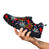 Tropical Floral Retro Hawaiian Print Pattern Black Sneaker-grizzshop