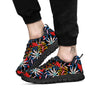 Tropical Floral Retro Hawaiian Print Pattern Black Sneaker-grizzshop