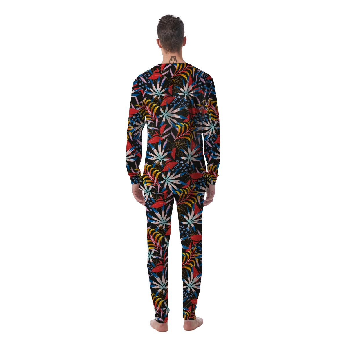 Tropical Floral Retro Hawaiian Print Pattern Men's Pajamas-grizzshop