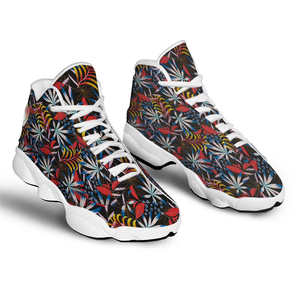 Tropical Floral Retro Hawaiian Print Pattern White Basketball Shoes-grizzshop