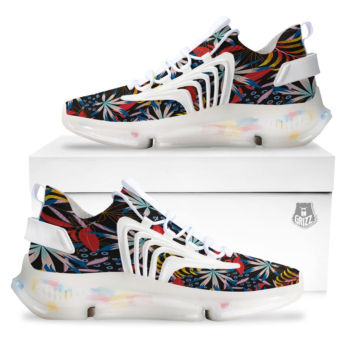 Tropical Floral Retro Hawaiian Print Pattern White Gym Shoes-grizzshop