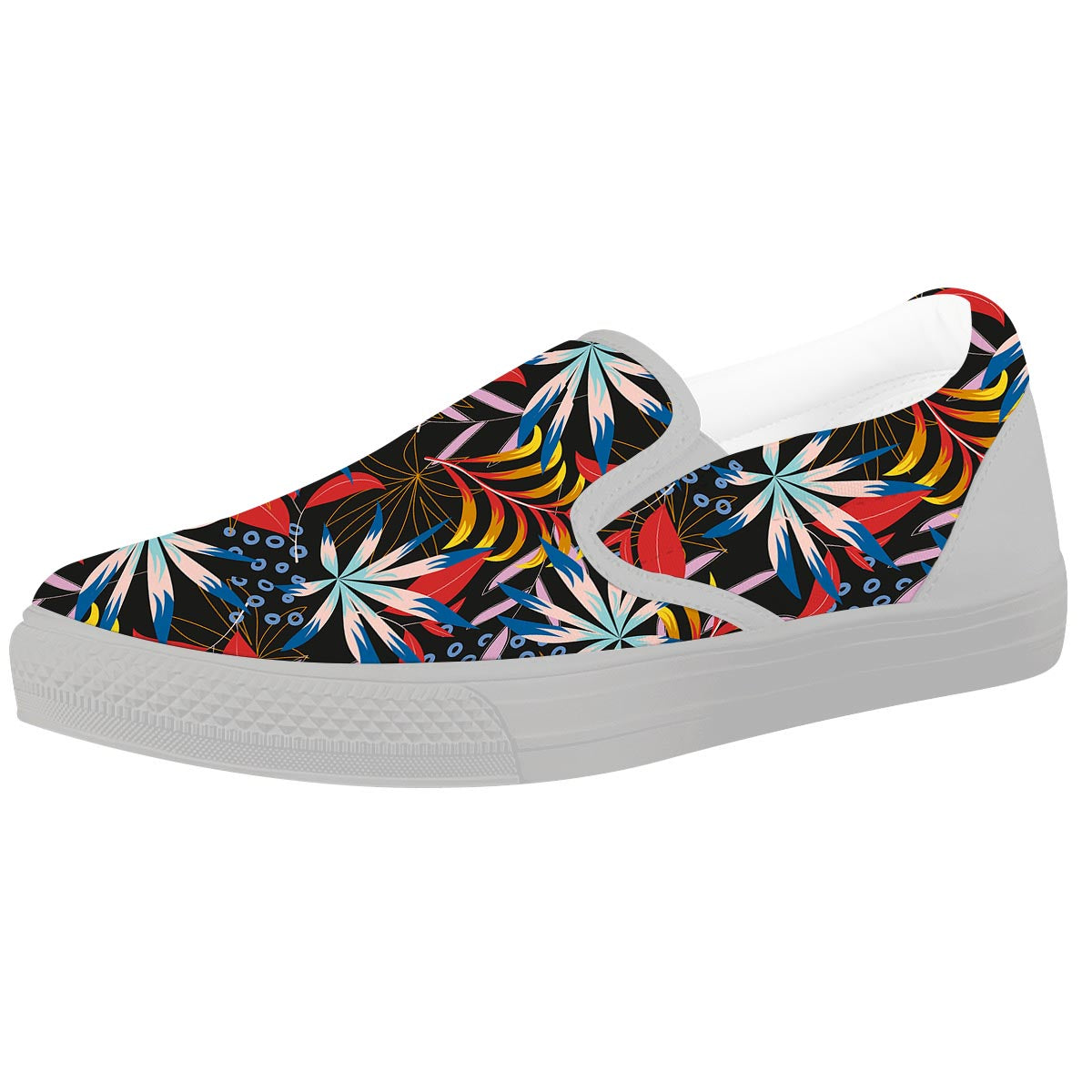 Tropical Floral Retro Hawaiian Print Pattern White Slip On Shoes-grizzshop