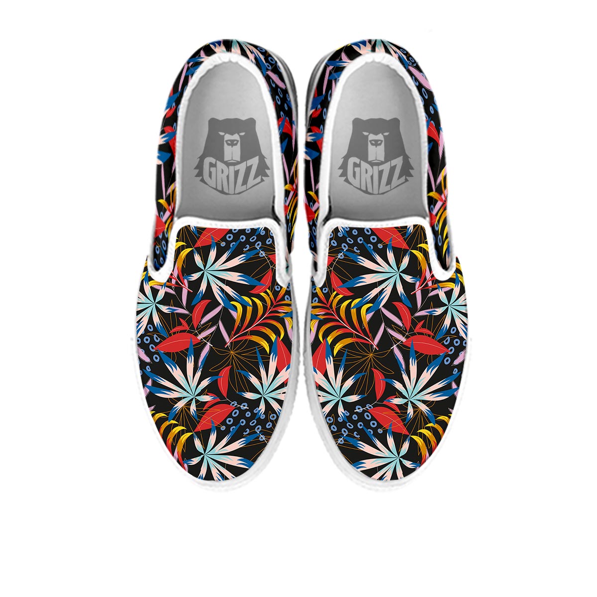 Tropical Floral Retro Hawaiian Print Pattern White Slip On Shoes-grizzshop