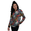 Tropical Floral Retro Hawaiian Print Pattern Women's Bomber Jacket-grizzshop