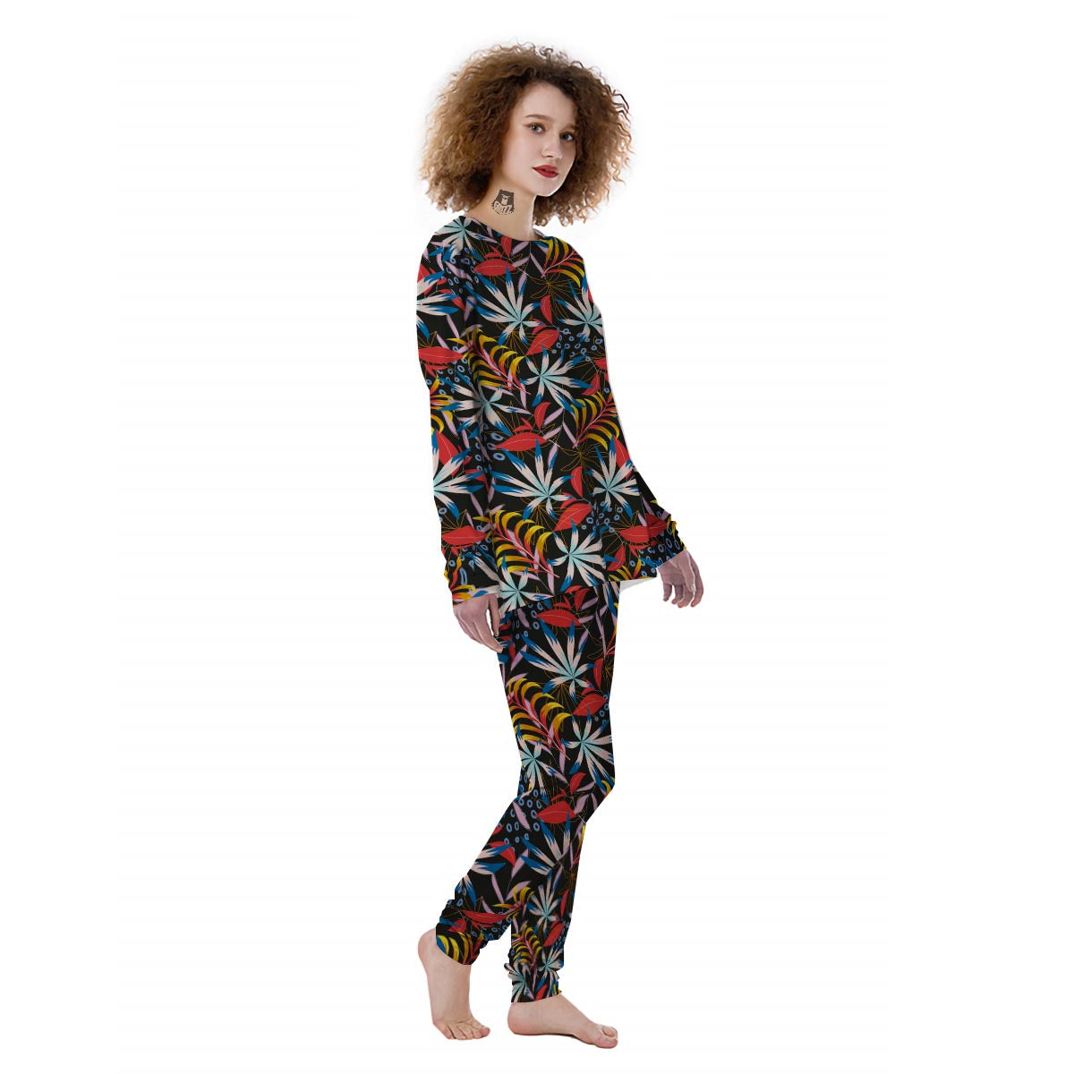 Tropical Floral Retro Hawaiian Print Pattern Women's Pajamas-grizzshop