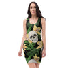 Tropical Floral Skull Bodycon Dress-grizzshop