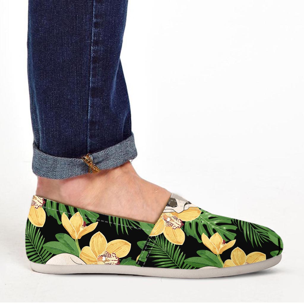 Tropical Floral Skull Canvas Shoes-grizzshop