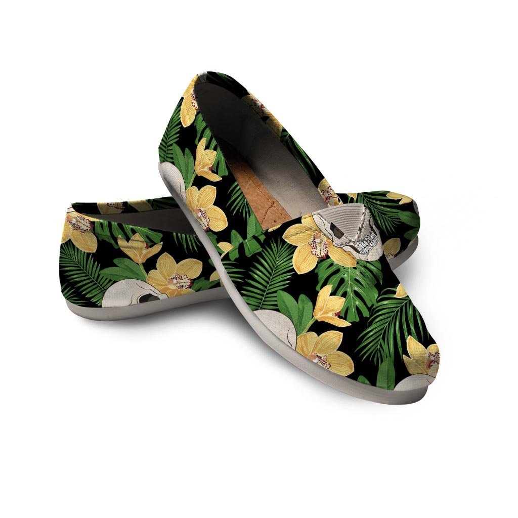 Tropical Floral Skull Canvas Shoes-grizzshop