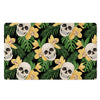 Tropical Floral Skull Door Mat-grizzshop