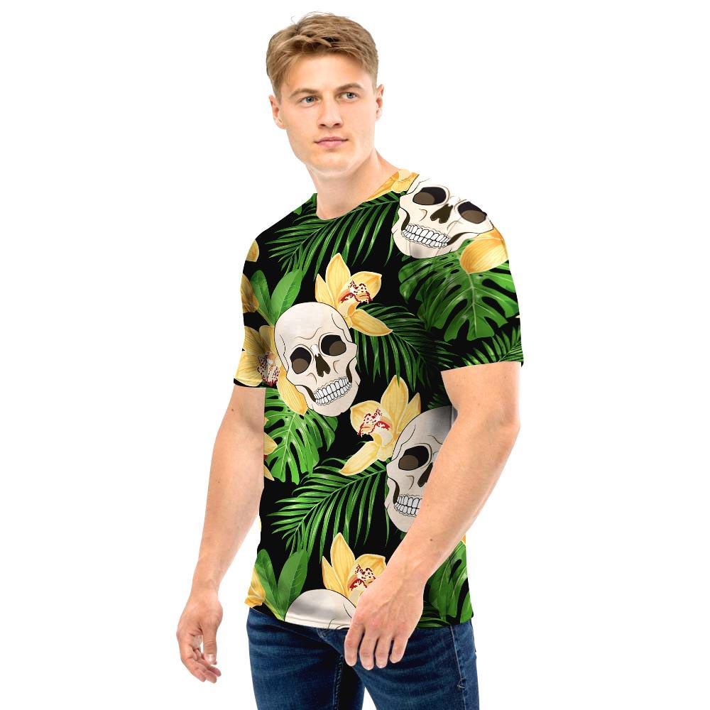 Tropical Floral Skull Men T Shirt-grizzshop