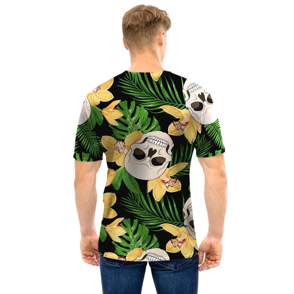 Tropical Floral Skull Men T Shirt-grizzshop