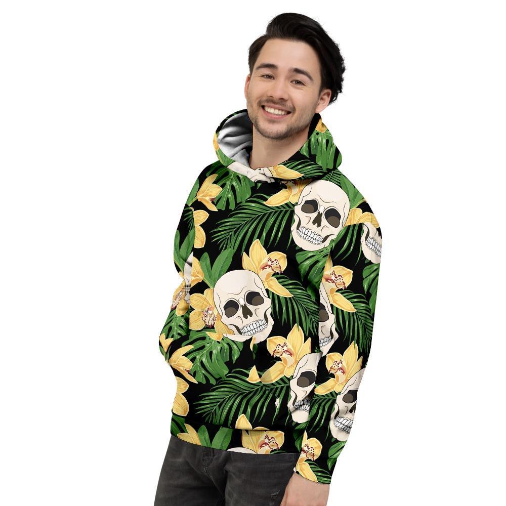 Tropical Floral Skull Men's Hoodie-grizzshop