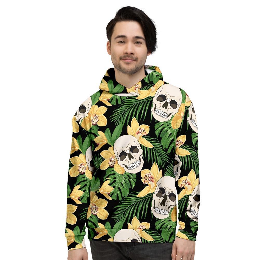 Tropical Floral Skull Men's Hoodie-grizzshop