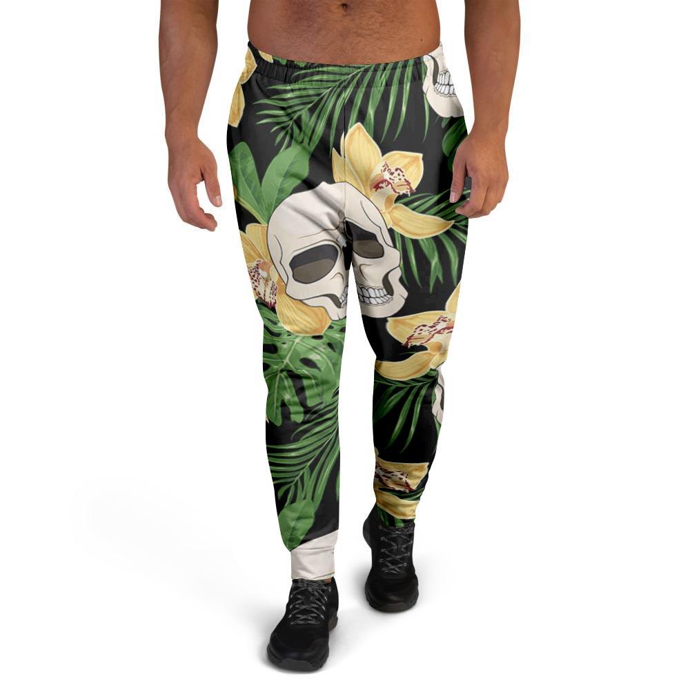 Tropical Floral Skull Men's Joggers-grizzshop