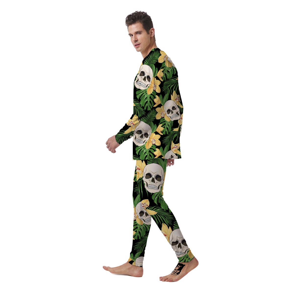 Tropical Floral Skull Men's Pajamas-grizzshop