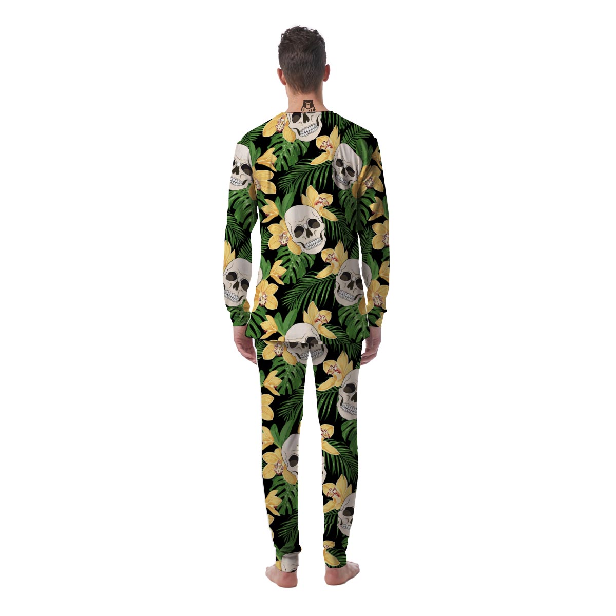 Tropical Floral Skull Men's Pajamas-grizzshop