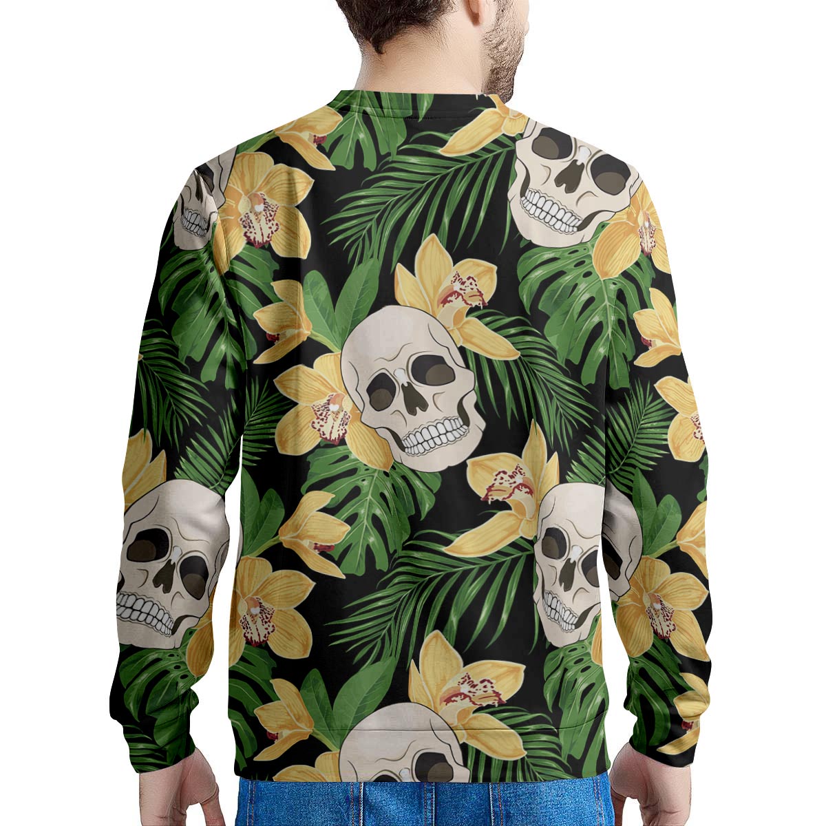 Tropical Floral Skull Men's Sweatshirt-grizzshop