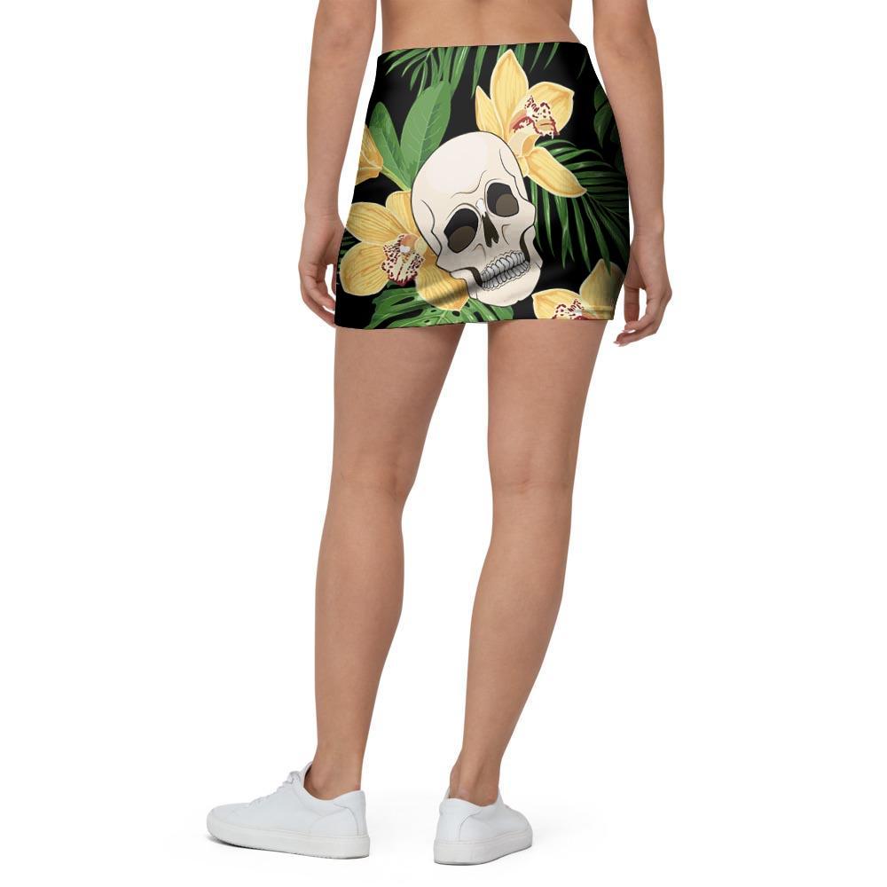 Tropical Floral Skull Mini Skirt-grizzshop