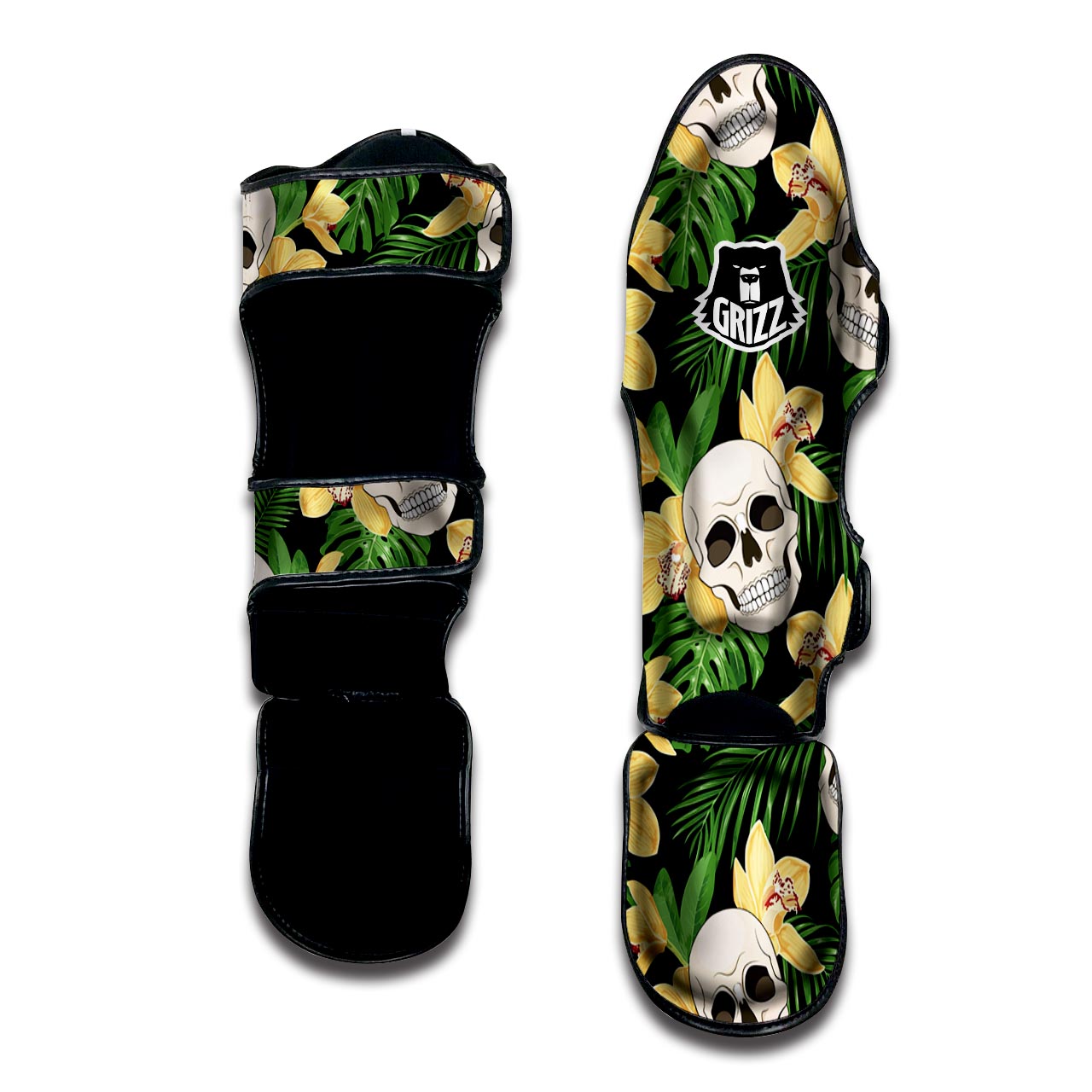 Tropical Floral Skull Muay Thai Shin Guard-grizzshop