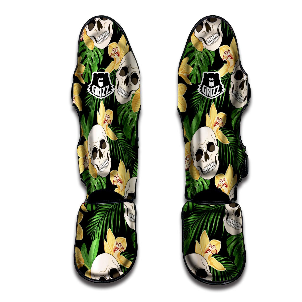 Tropical Floral Skull Muay Thai Shin Guard-grizzshop