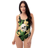 Tropical Floral Skull One Piece Swimsuite-grizzshop