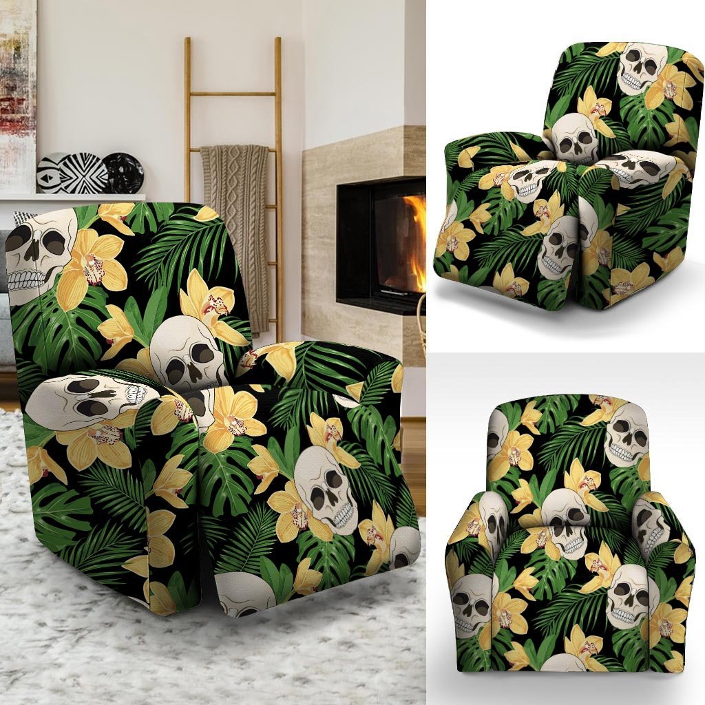 Tropical Floral Skull Recliner Cover-grizzshop