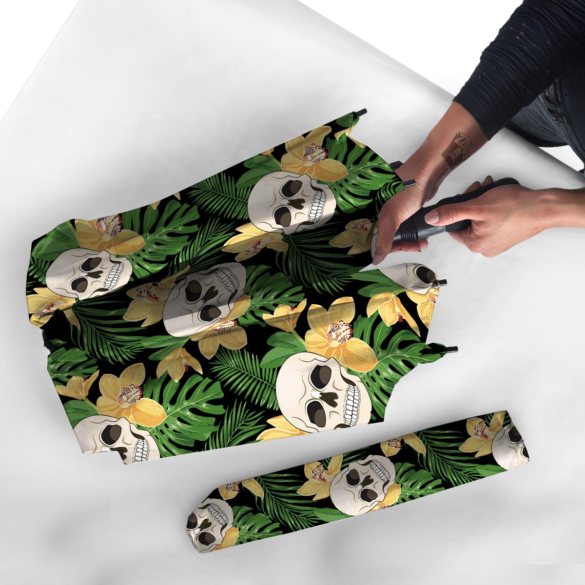 Tropical Floral Skull Umbrella-grizzshop