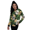 Tropical Floral Skull Women's Bomber Jacket-grizzshop