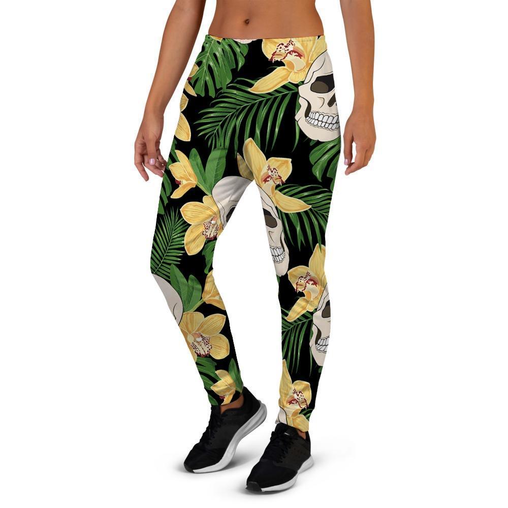 Tropical Floral Skull Women's Joggers-grizzshop