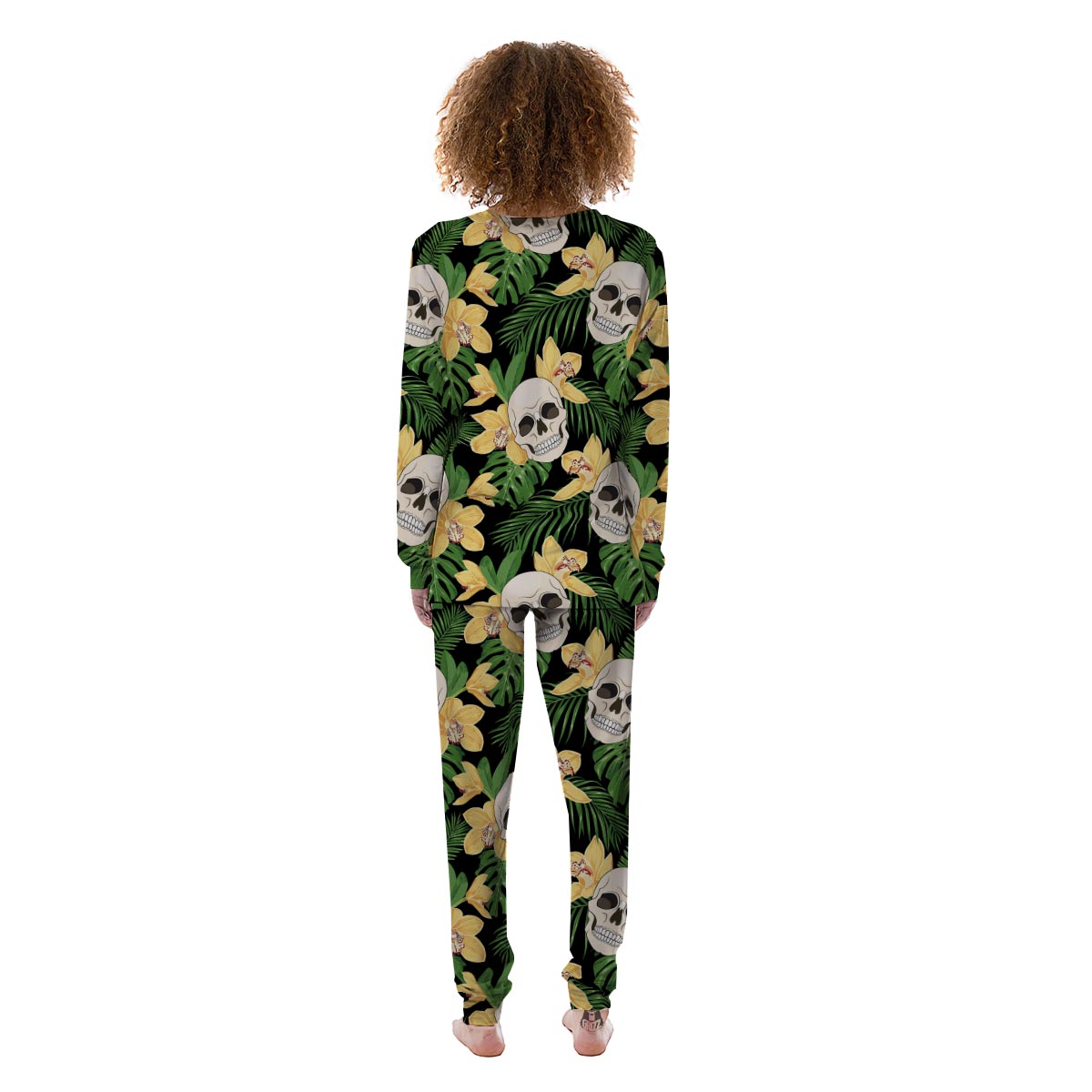 Tropical Floral Skull Women's Pajamas-grizzshop