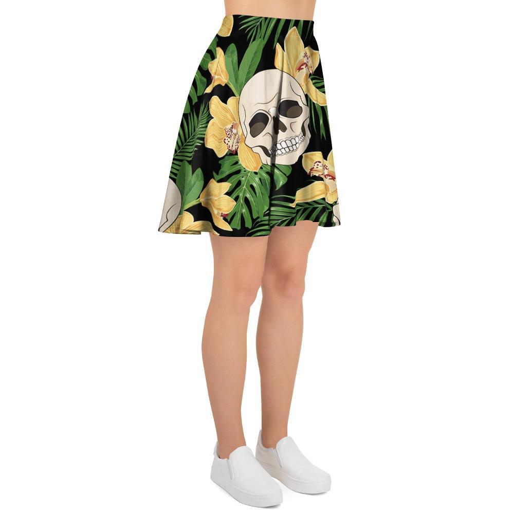 Tropical Floral Skull Women's Skirt-grizzshop