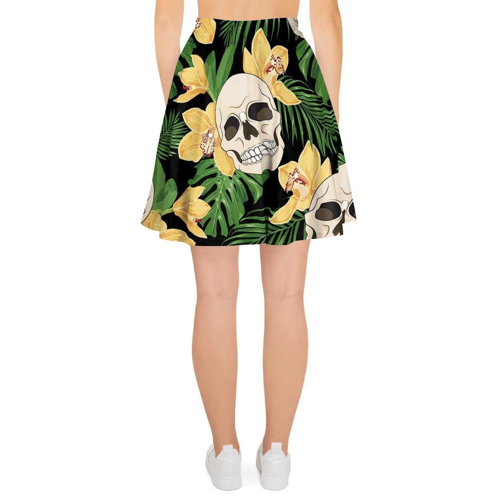 Tropical Floral Skull Women's Skirt-grizzshop