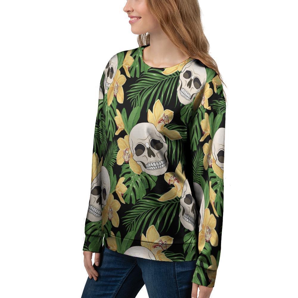 Tropical Floral Skull Women's Sweatshirt-grizzshop