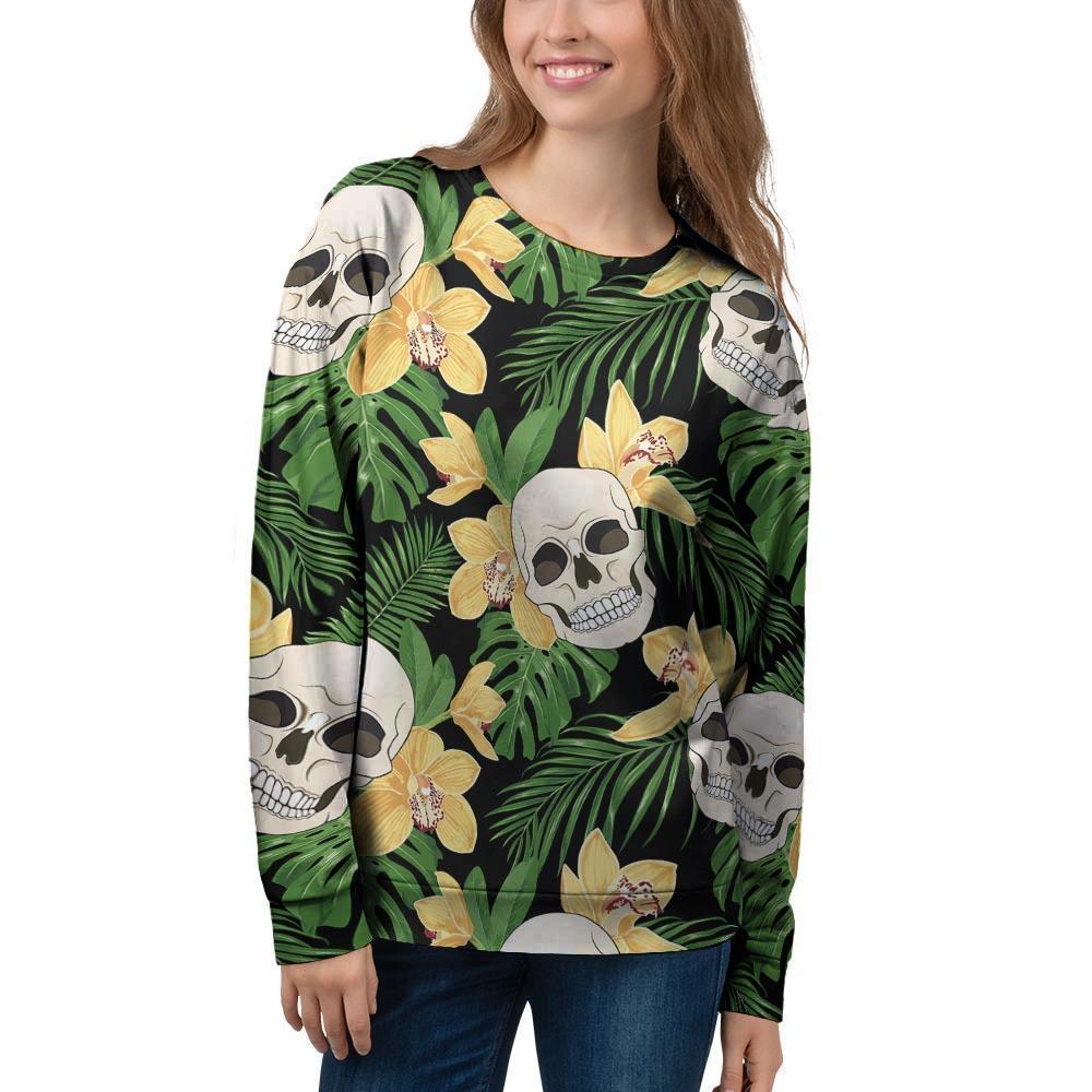 Tropical Floral Skull Women's Sweatshirt-grizzshop