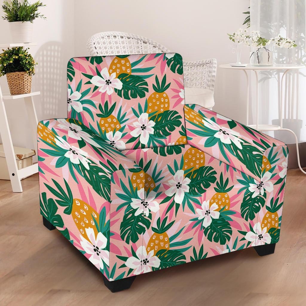 Tropical Flower Hawaiian Pineapple Print Armchair Cover-grizzshop