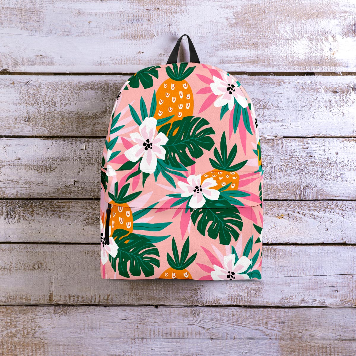 Tropical Flower Hawaiian Pineapple Print Backpack-grizzshop