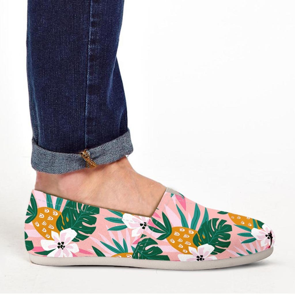 Tropical Flower Hawaiian Pineapple Print Canvas Shoes-grizzshop