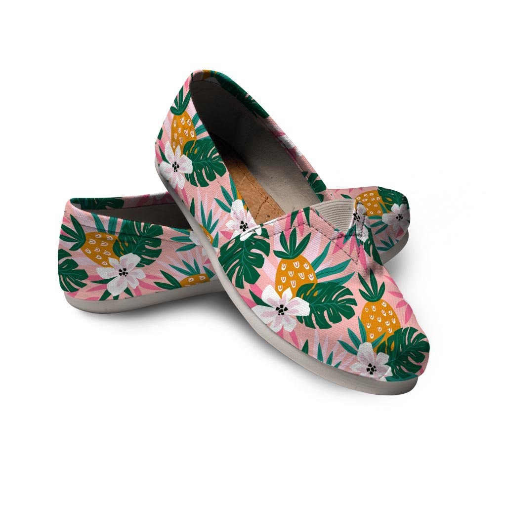 Tropical Flower Hawaiian Pineapple Print Canvas Shoes-grizzshop