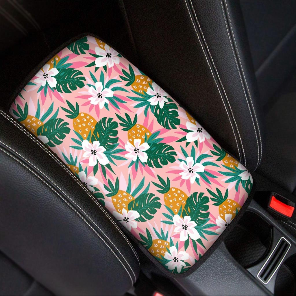 Tropical Flower Hawaiian Pineapple Print Car Console Cover-grizzshop