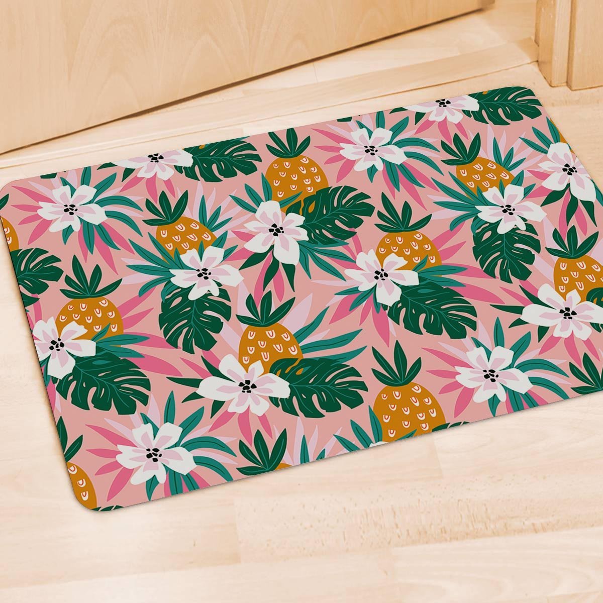 Tropical Flower Hawaiian Pineapple Print Door Mat-grizzshop