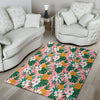 Tropical Flower Hawaiian Pineapple Print Floor Mat-grizzshop