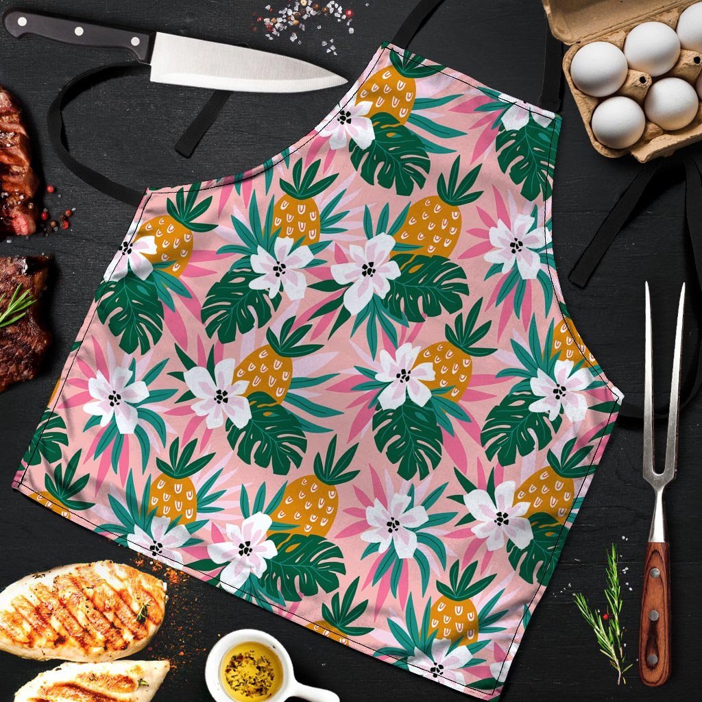 Tropical Flower Hawaiian Pineapple Print Men's Apron-grizzshop