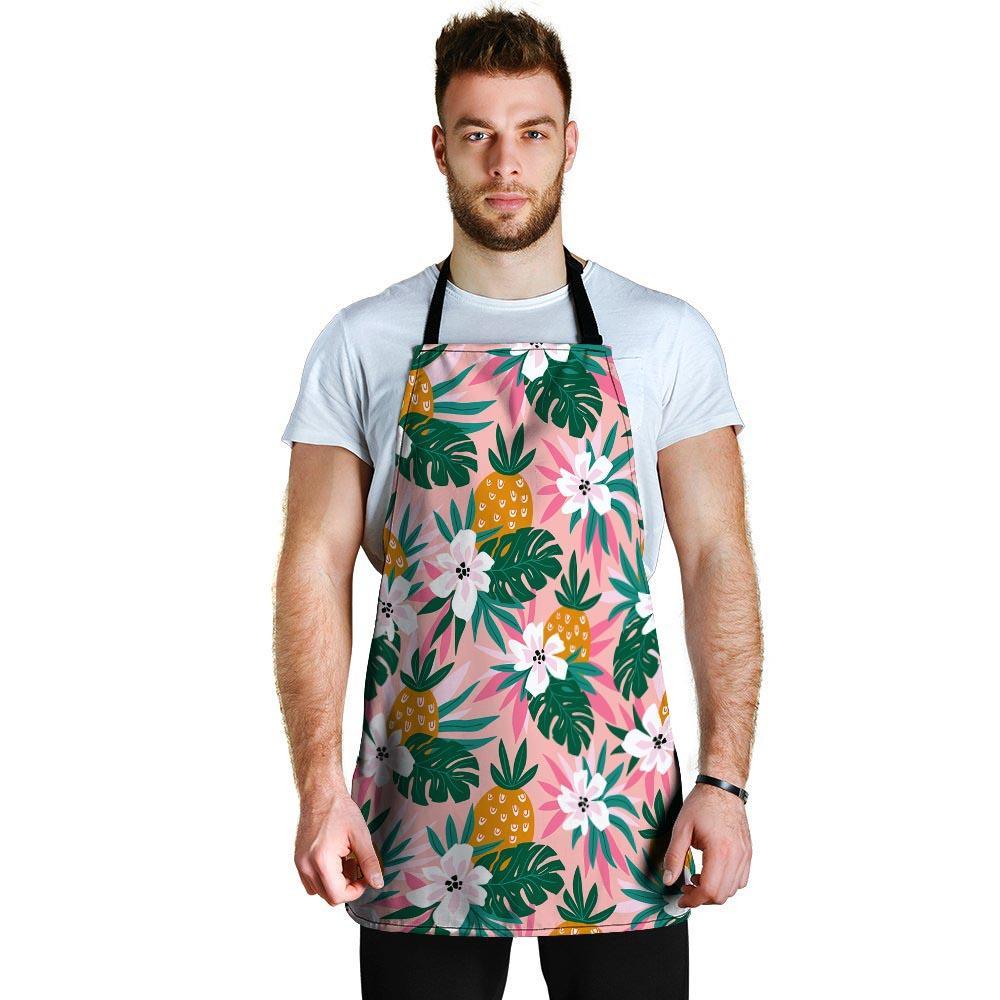 Tropical Flower Hawaiian Pineapple Print Men's Apron-grizzshop